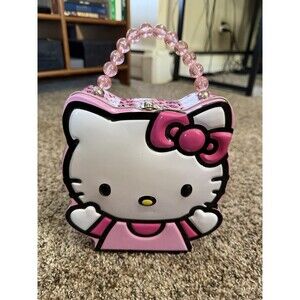 Hello Kitty Metal Tin Lunchbox with Pink Beaded Handle